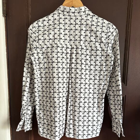 & OTHER STORIES | Windowpane Plaid Polka Dot Button Down Blouse | Size 4 - Picture 6 of 6